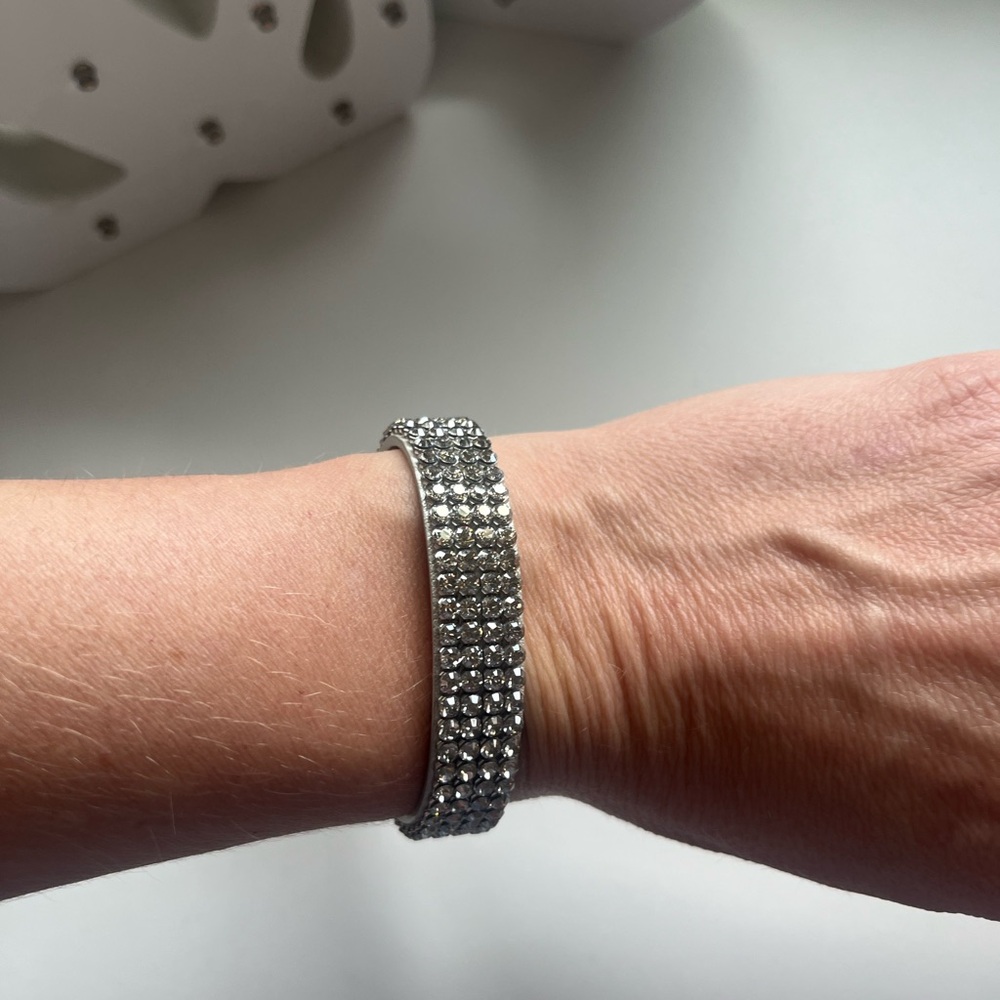 Svarovski Elegant Silver Rhinestone Wrap Bracelet